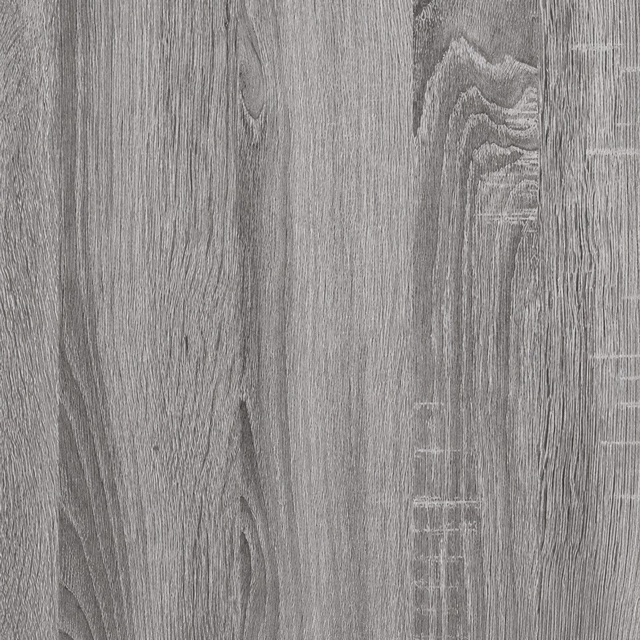 Gros plan sur la texture du bois chêne sonoma gris du meuble TV mural Loftora au design contemporain