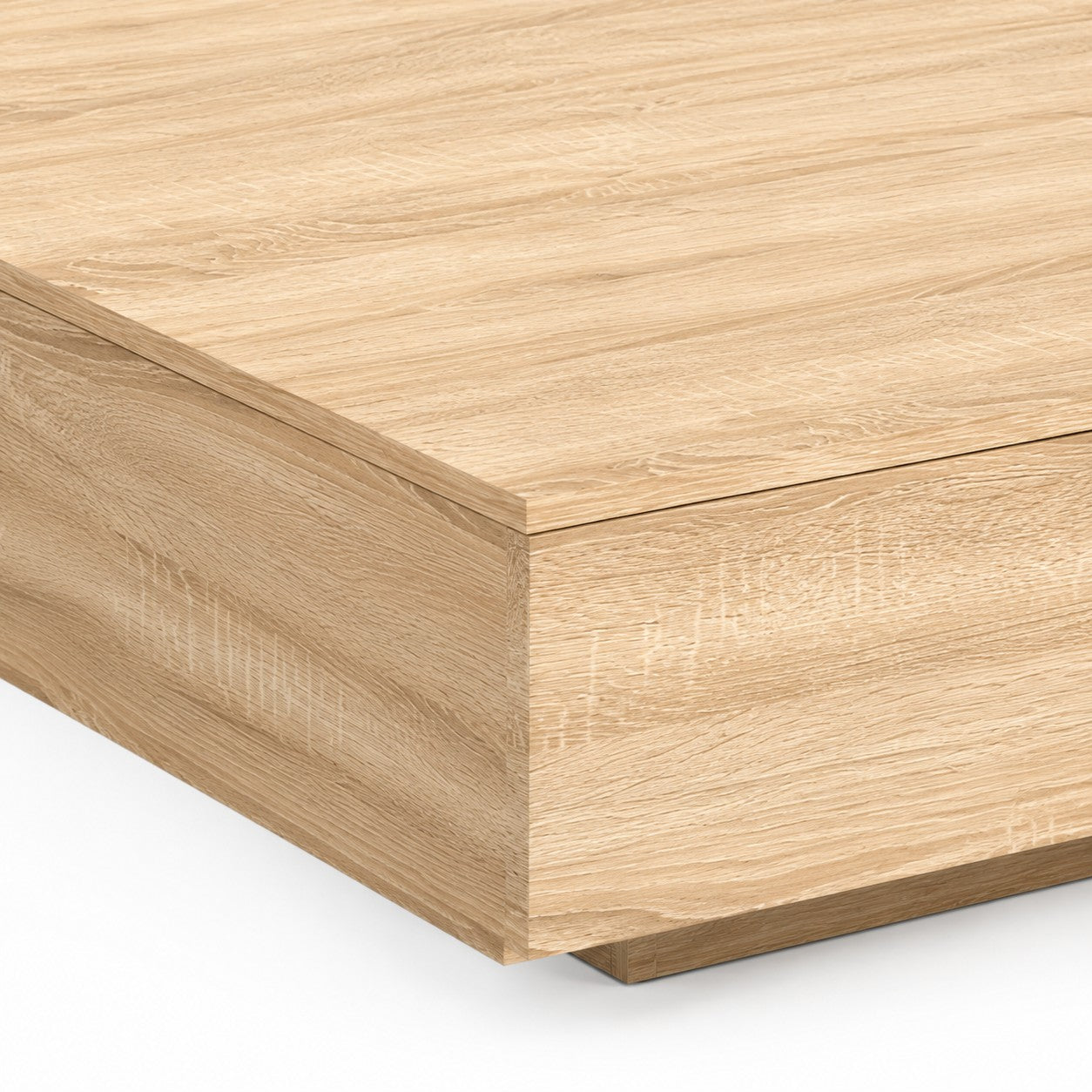 Table basse carrée Loftora en bois finition Sonoma avec un design minimaliste et des lignes épurées Image