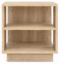 Table de chevet Loftora en bois fini Sonoma avec étagères de rangement ouvertes au design moderne et minimaliste